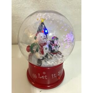 Gemmy "Let it Snow" Xmas  Waterless snow globe featuring a snowman and penguin
